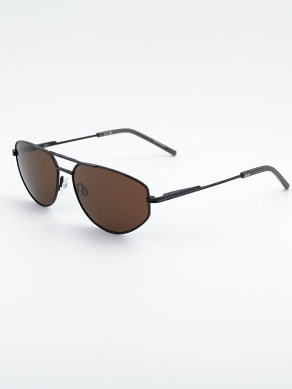DKNY DK117S 001 Sunglasses Black Square Frame, Brown Lenses